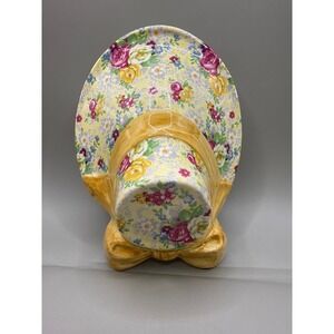 Lord Nelson Ware Chintz Wall Pocket Yellow Floral Hat Planter 7.5" England